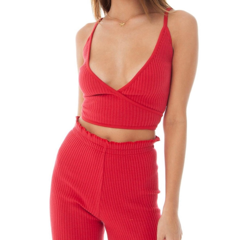 ARE YOU AM I red wrap top